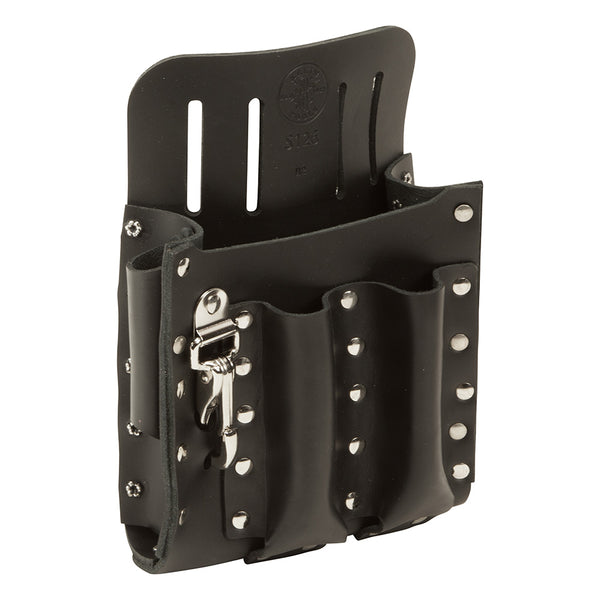 Klein USA Leather Belt Tool Pouch Holster with Knife Snap, 5-Pocket