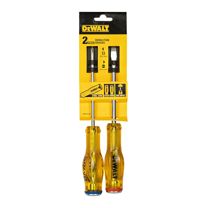 Dewalt 2 Piece Demolition Screw Driver Set Steel Core High Impact Dw