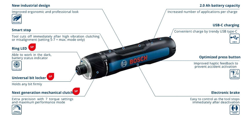 Bosch GO 3 Corldess Screwdriver with Next Gen Mechanical Clutch and Universal bit Locker