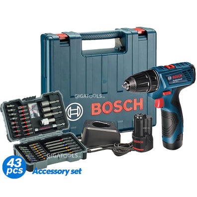 Bosch GSR 120-Li Cordless Drill Driver 12V Kit Set with 43pcs Accessory set ( 06019F70K6 )