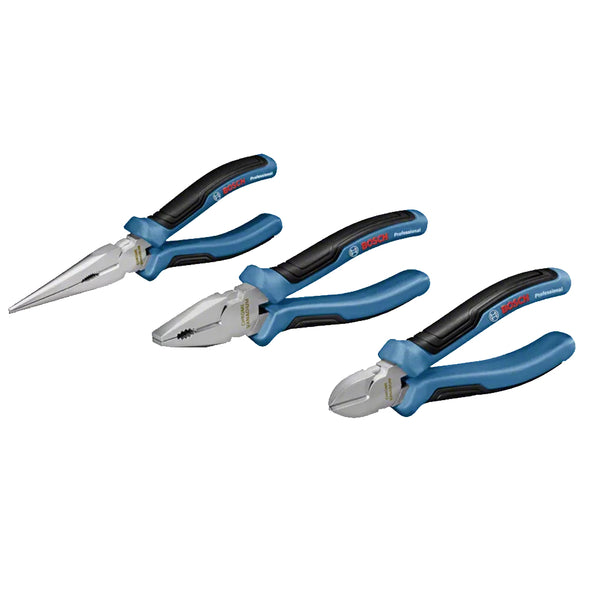 Bosch Professional 3pcs Pliers Set (Combination, Long Nose, Diagonal)