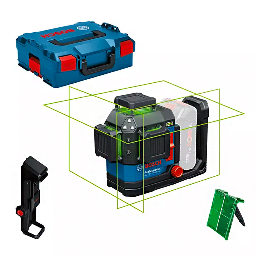 Bosch GLL 18V-120-33 CG Professional Green Line Laser Self Leveling Tool, 12V / 18V / Alkaline (Bare Tool Only)