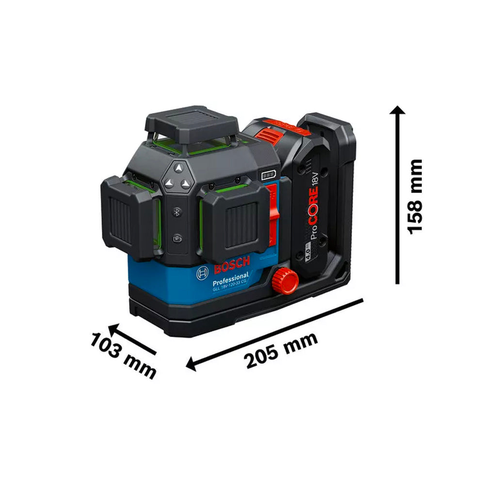 Bosch GLL 18V-120-33 CG Professional Green Line Laser Self Leveling Tool, 12V / 18V / Alkaline (Bare Tool Only)