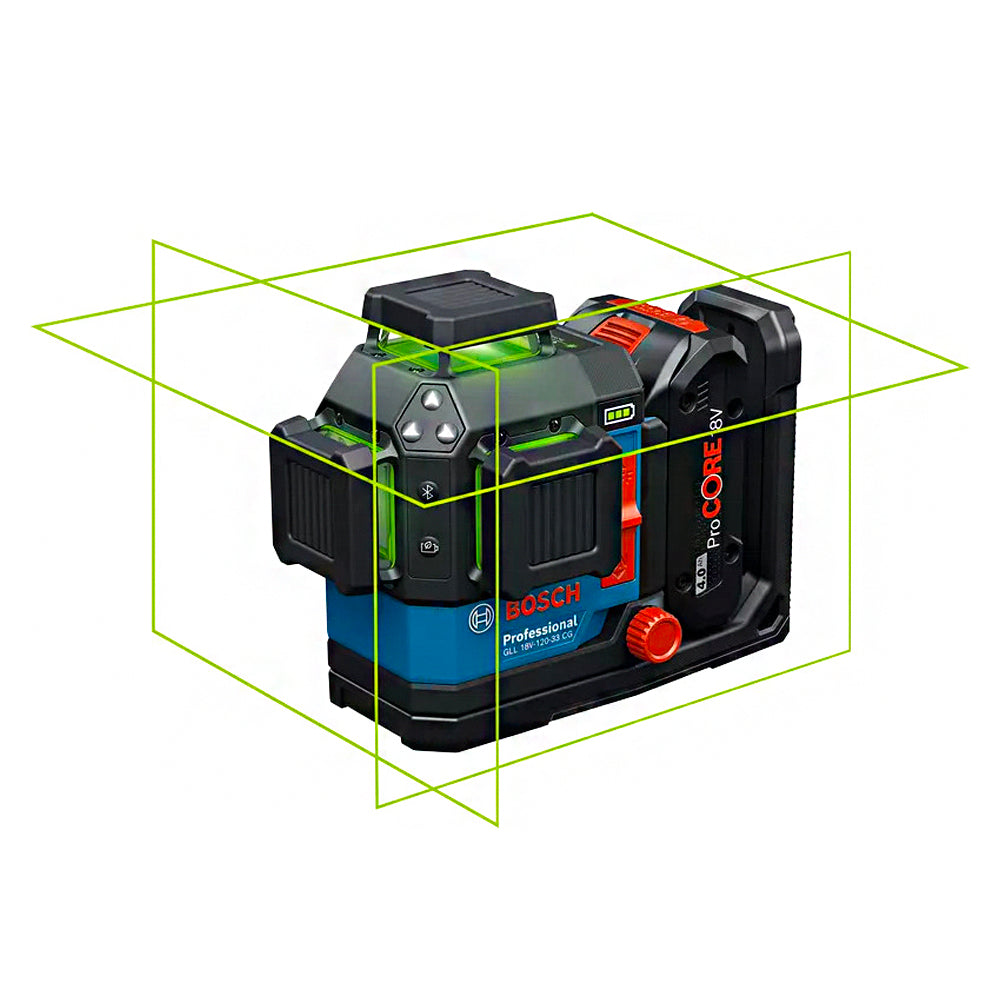 Bosch GLL 18V-120-33 CG Professional Green Line Laser Self Leveling Tool, 12V / 18V / Alkaline (Bare Tool Only)