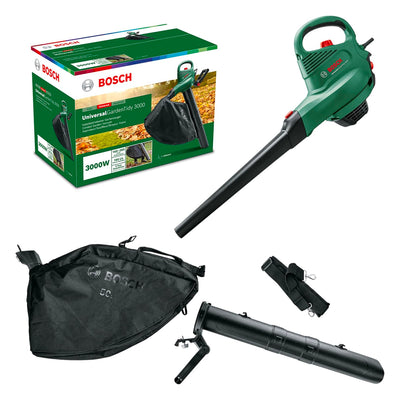 Bosch UniversalGardenTidy 3000 Electric Leaf Blower, Vacuum, and Shredding Leaves, 50L (3,000W)