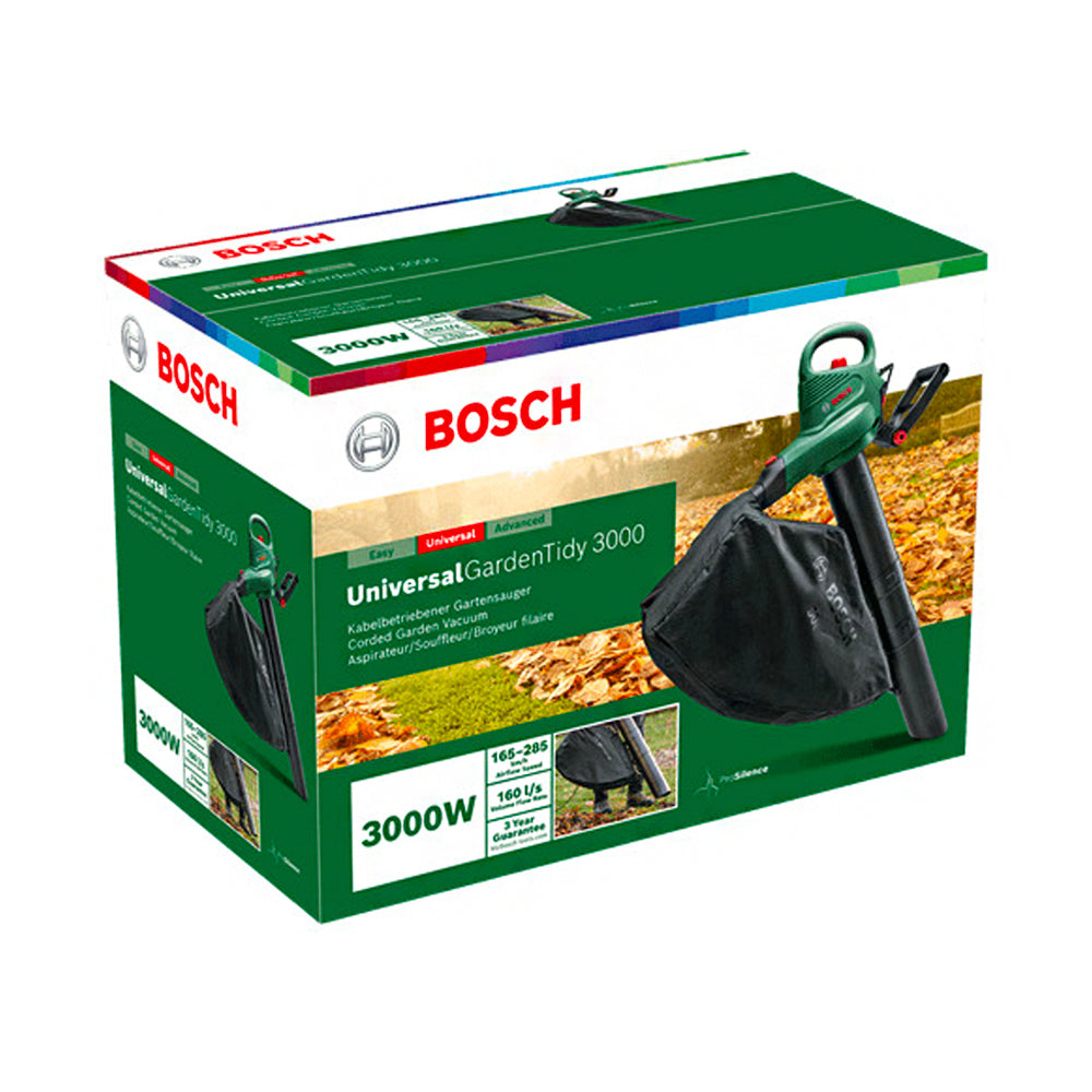 Bosch UniversalGardenTidy 3000 Electric Leaf Blower, Vacuum, and Shredding Leaves, 50L (3,000W)