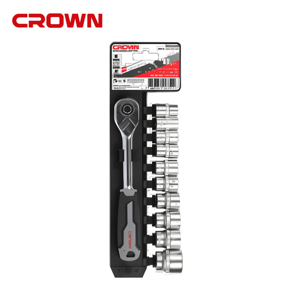 Crown 12pcs. Socket Wrench Set with Ratchet Handle