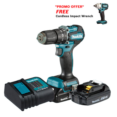 *PROMOTION* Makita DHP487SYX2 Cordless Brushless Hammer Driver Drill 13mm (1/2″) 18V LXT® Li-Ion Kit Set (Free Impact Driver, Impact Wrench, or Vacuum Cleaner)