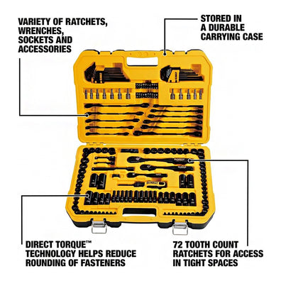 DeWalt Socket Wrench / Allen Wrench / Screwbit Black Chrome Mechanics Tool Set DWMT45184-1 (184-Piece)