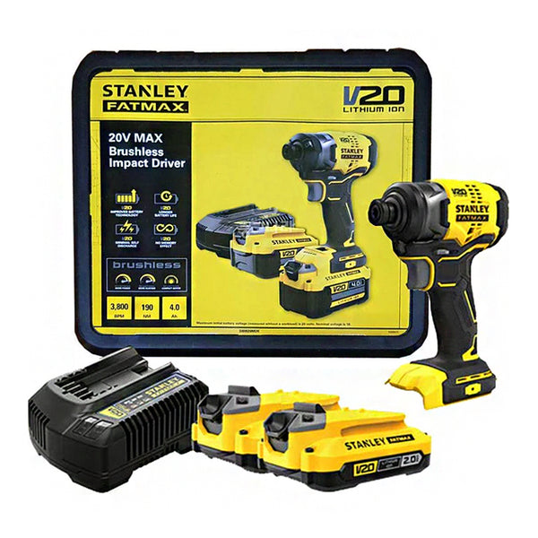 Stanley FATMAX SBI820M2K Cordless Brushless Impact Driver 20V Max Kit Set