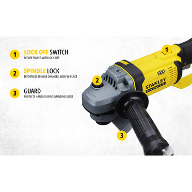 Stanley FATMAX SCG400 4-inches Cordless Angle Grinder 20V Max (Bare Tool, battery and charger not included)