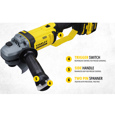 Stanley FATMAX SCG400 4-inches Cordless Angle Grinder 20V Max (Bare Tool, battery and charger not included)