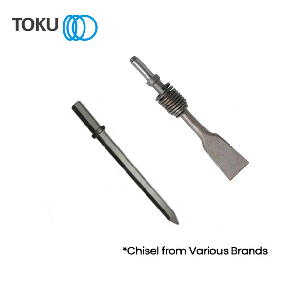 TOKU Pneumatic / Air Tools Moil Point, Flat, and Asphalt Cutter Chisel (Hexagon or Round Shank, Various Brands)