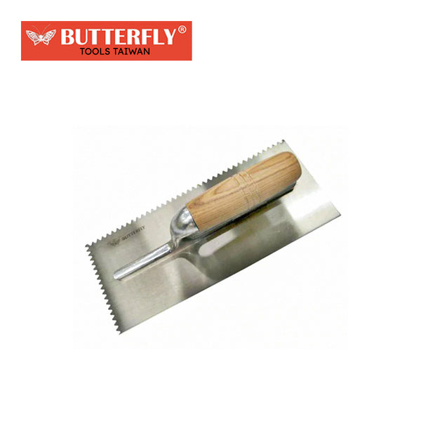 Butterfly Wood Handle Plastering Trowel w/ Teeth ( #382-11 ) (TAIWAN)