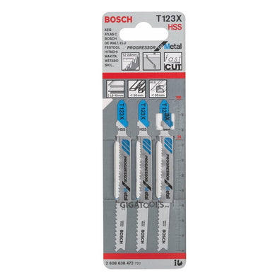 Bosch T123X 3pcs Jigsaw Blade Progressor for Metal ( 2608638472 )