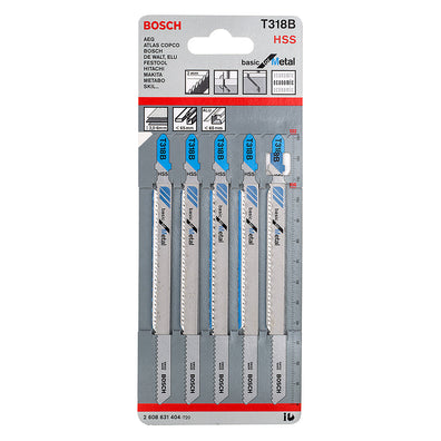 Bosch T318B Sheet metal 2.5 - 6mm long series Jigsaw Blades (5 Pack) - GIGATOOLS.PH