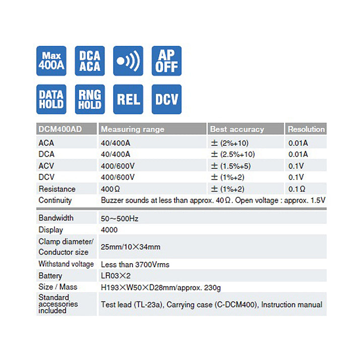 Sanwa DCM400AD Digital Clamp Meter - GIGATOOLS.PH