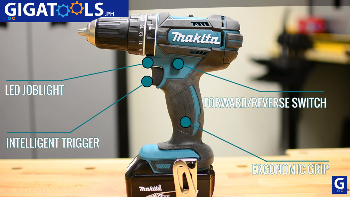 Makita DHP482 Cordless Hammer Combi Drill 18V LXT 13mm (1/2) Kit with ...