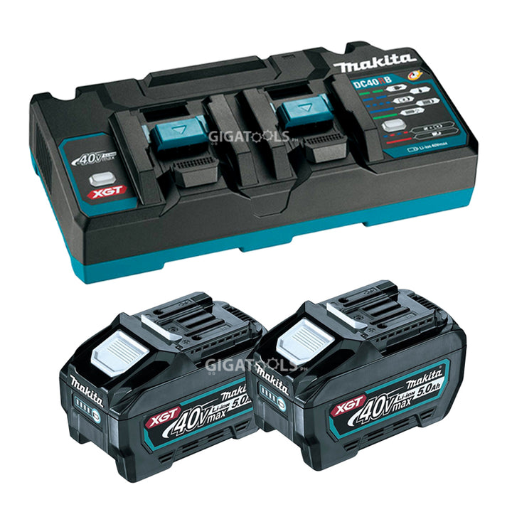 191U13-9, PowerPack XGT Makita, pack batteries + chargeur double DC18RD +  coffret MAKPAC 40 Volts max, Lithium (Li-Ion) - 2 batteries 5Ah - charge  moyenne 50min - poids 8,1kg