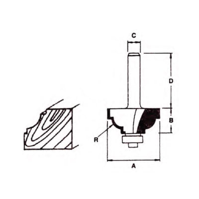 Makita Tungsten Carbide Ball Bearing Cove Beading Bit