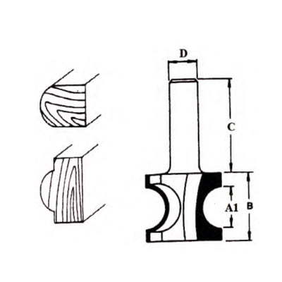 Makita Tungsten Carbide Half Round Bit