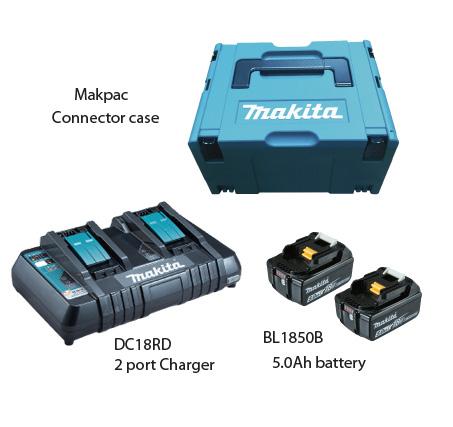 MAKITA 197624-2 Set of 2 batteries 18V 5.0Ah and quick charger - in case